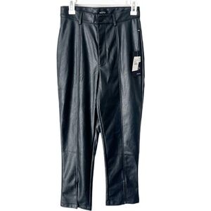 Wildfox Pants Small Black Faux Vegan Leather High Rise Straight Leg NWT